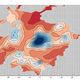 Blue regions show high reflective permittivity—a potential sign of liquid water.